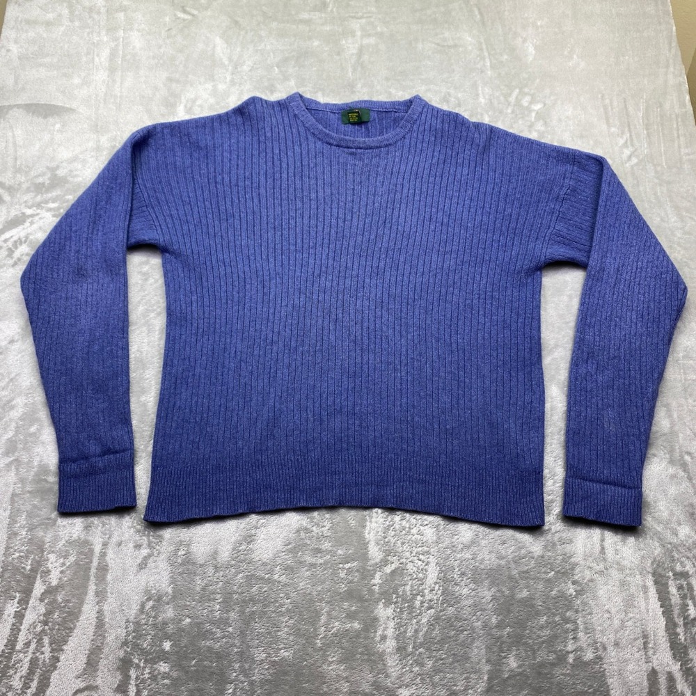 VTG Club Room Ribbed Crew Neck Pullover Sweater Cashmere Cotton XL Purple